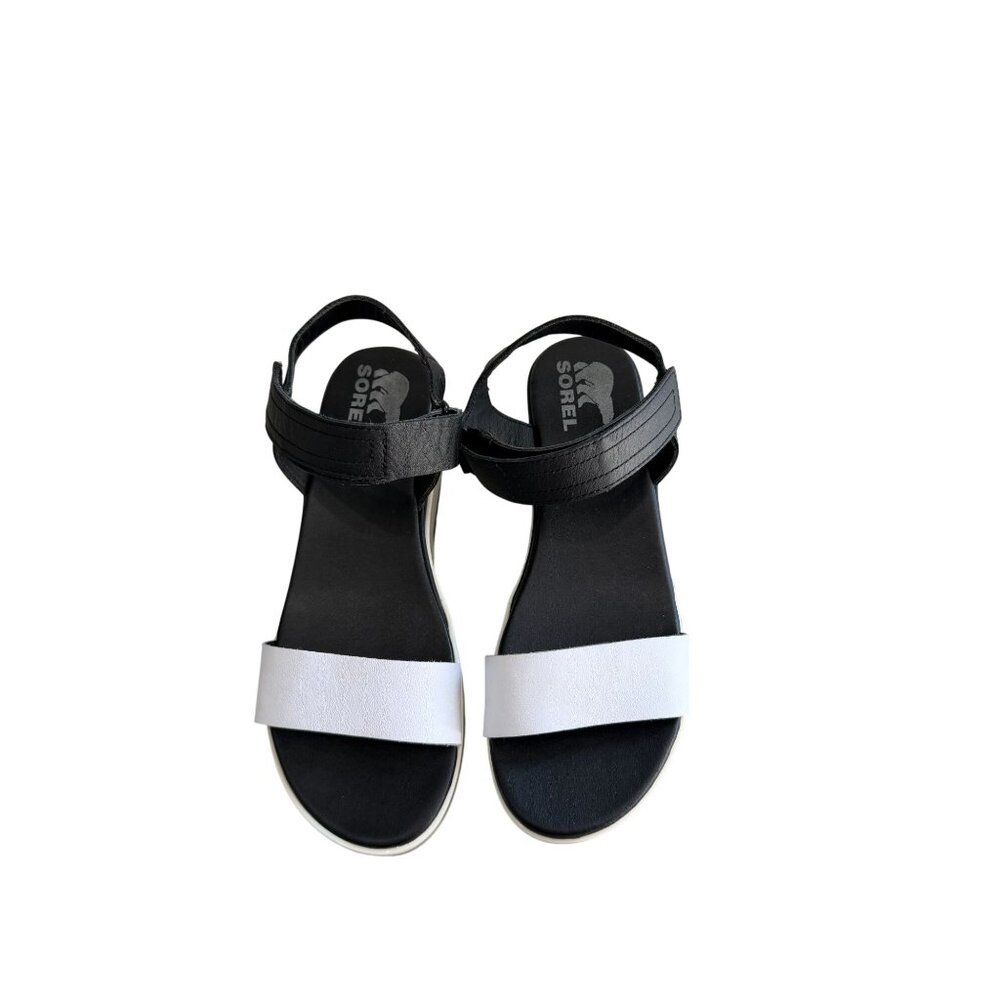 SOREL Cameron Slingback Platform Sandals white and black 8.5 - Picture 3 of 8